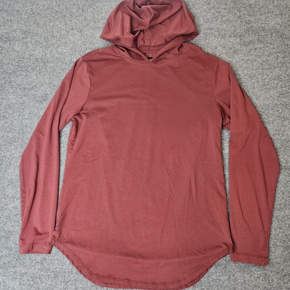 Cuts Mens Elongated Pyca  Hoodie Size Medium Jersey Pullover Burgandy Longsleeve